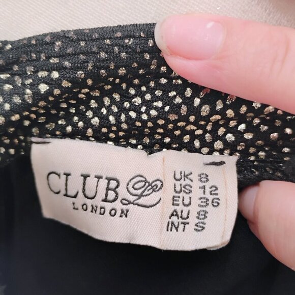 Club L London Gold & Black Dress Size 12 brand metallic bodycon textured sequin - Picture 12 of 14